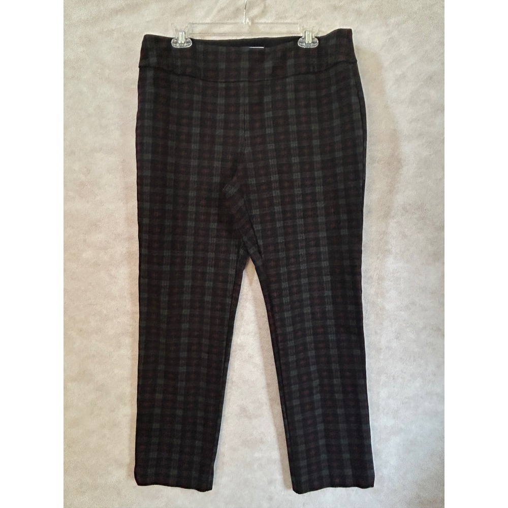 Charter Club Cambridge Slim Plaid Pants Womens 14 Dark Academia Pull On Stretch